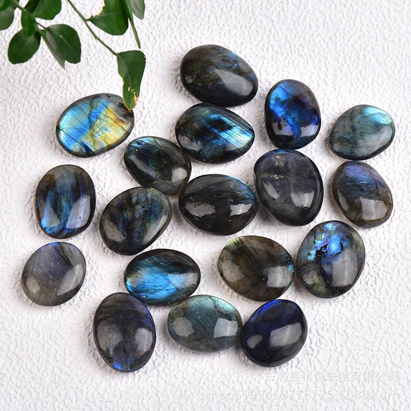 Natural Labradorite Crystal Cabochon – Iridescent Blue Flash Healing Stone for Jewelry Making, Meditation & Energy Work