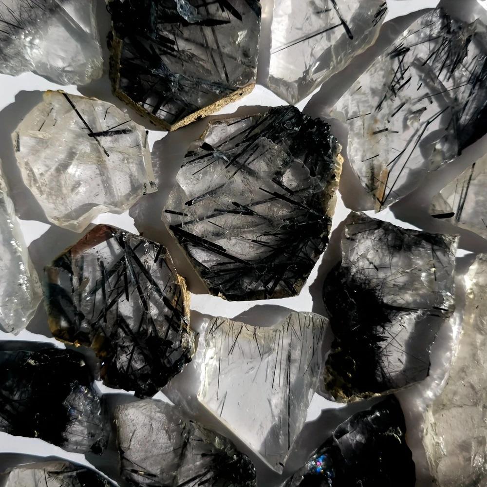 Black Tourmalinated Quartz Raw Crystal – Natural Protection & Grounding Stone for Energy Clearing, Healing & Home Decor