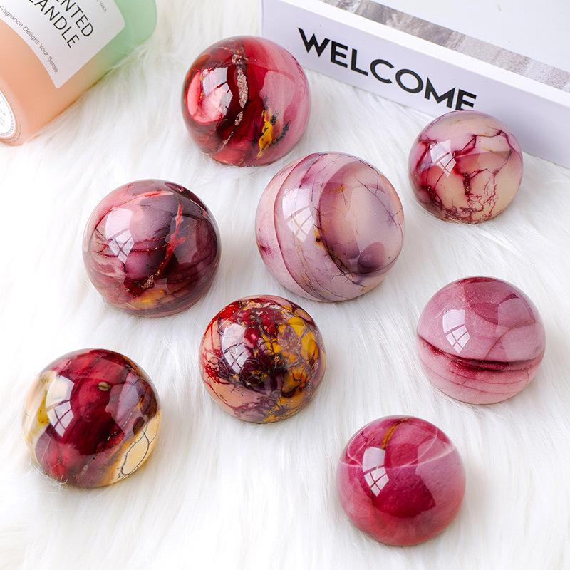 Natural Mookaite Jasper Crystal Sphere – Polished Yellow & Red Healing Stone Ball for Energy Balance, Meditation, and Home Décor