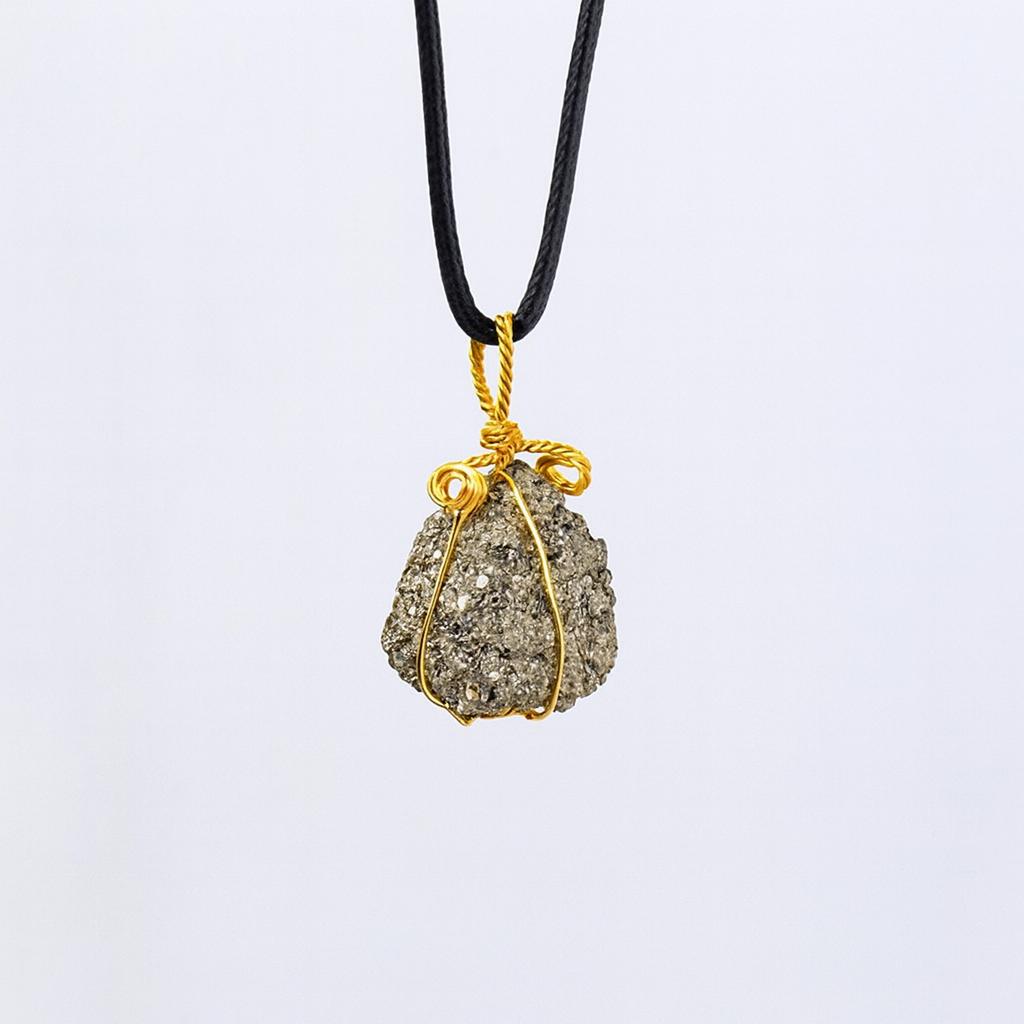 Natural Pyrite Raw Stone Pendant | Metallic Luster Energy Necklace | Prosperity, Protection & Shielding Amulet Jewelry
