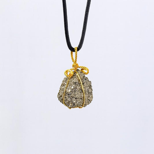 Natural Pyrite Raw Stone Pendant | Metallic Luster Energy Necklace | Prosperity, Protection & Shielding Amulet Jewelry