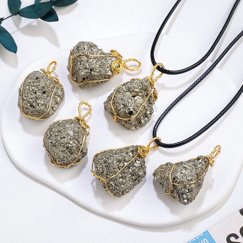 Natural Pyrite Raw Stone Pendant | Metallic Luster Energy Necklace | Prosperity, Protection & Shielding Amulet Jewelry