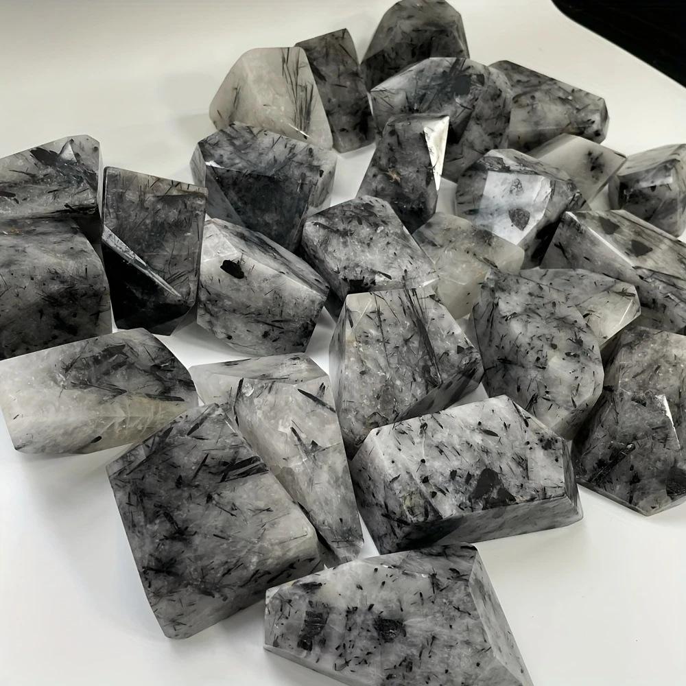 Black Tourmalinated Quartz Raw Crystal – Natural Protection & Grounding Stone for Energy Clearing, Healing & Home Decor