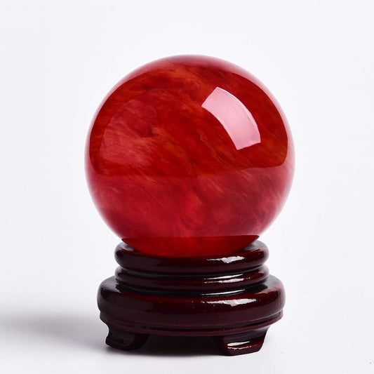 Natural Red Quartz Crystal Sphere – Feng Shui Energy Stone for Protection, Passion & Prosperity