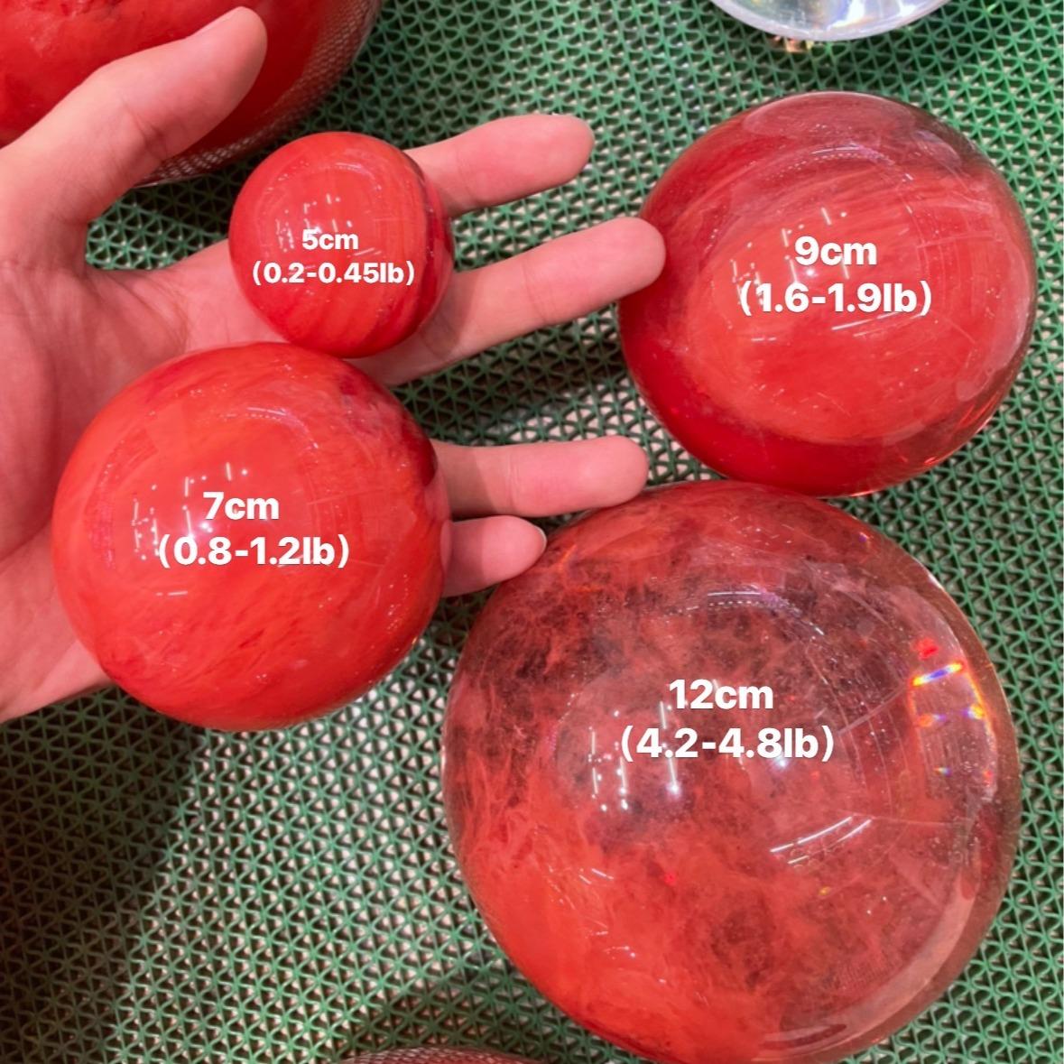 Natural Red Quartz Crystal Sphere – Feng Shui Energy Stone for Protection, Passion & Prosperity