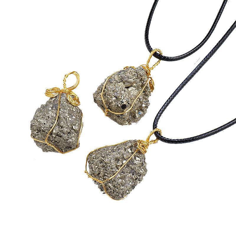 Natural Pyrite Raw Stone Pendant | Metallic Luster Energy Necklace | Prosperity, Protection & Shielding Amulet Jewelry