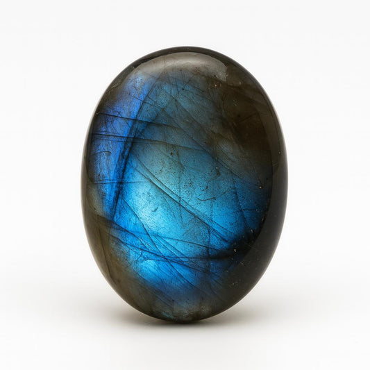 Natural Labradorite Crystal Cabochon – Iridescent Blue Flash Healing Stone for Jewelry Making, Meditation & Energy Work