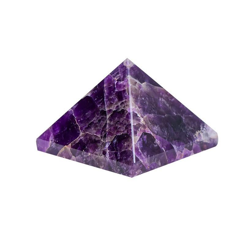 Natural Amethyst Crystal Pyramid – Hand Carved Purple Healing Stone Energy Generator, Reiki Meditation Gemstone Decor, Feng Shui Pyramid for Home, Office and Meditation Space