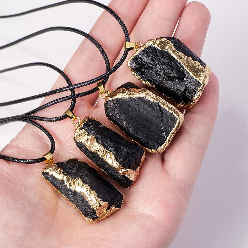 Black Tourmaline Protection Pendant – Raw Energy Crystal Necklace for Grounding & Shielding