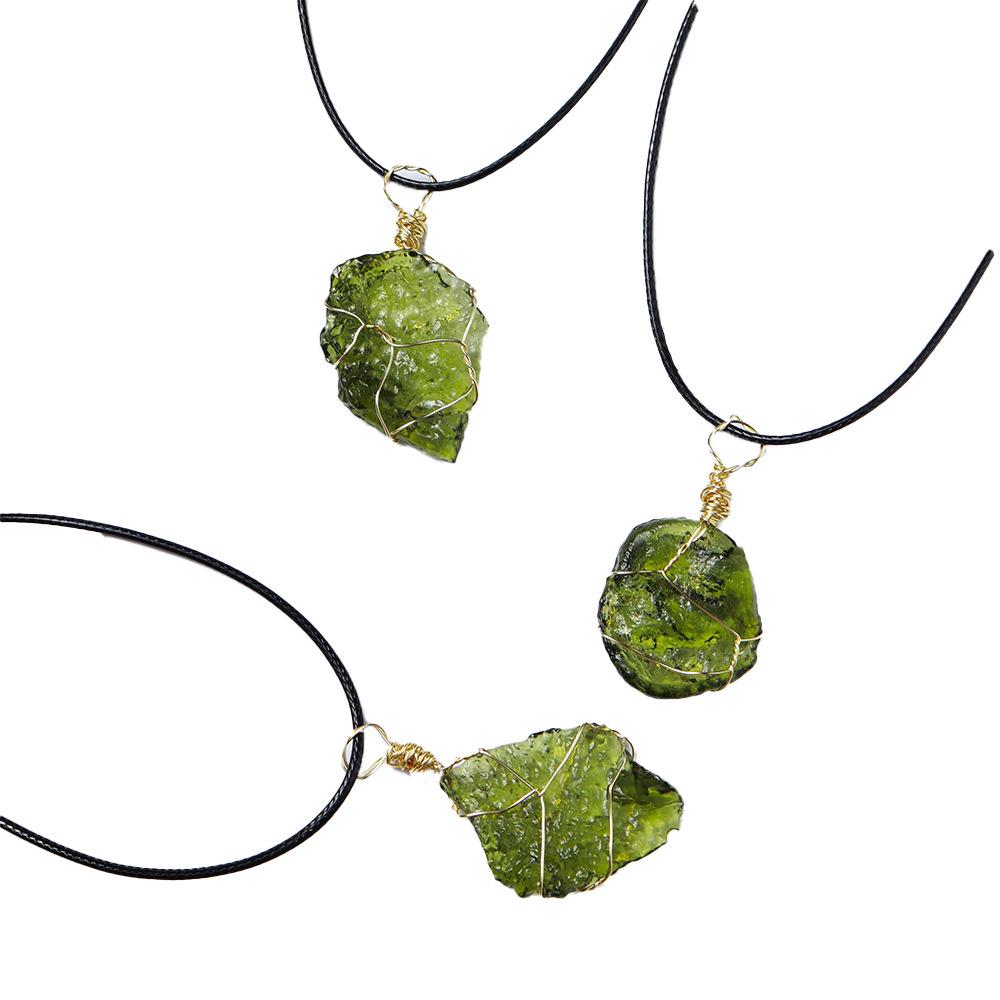 Natural Moldavite Pendant – Raw Czech Tektite Necklace for Transformation & Spiritual Growth
