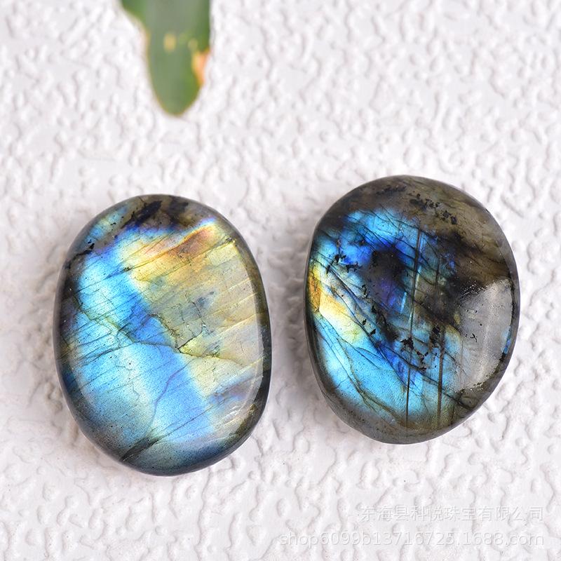 Natural Labradorite Crystal Cabochon – Iridescent Blue Flash Healing Stone for Jewelry Making, Meditation & Energy Work