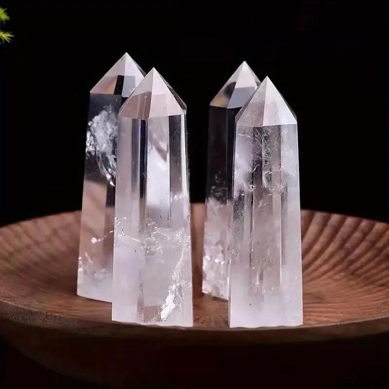 Natural Clear Quartz Single Point – A hand-carved hexagonal tower crystal that serves both as a powerful tool for meditation, energy healing, and spiritual growth, and as an elegant, pure decorative piece for your home.