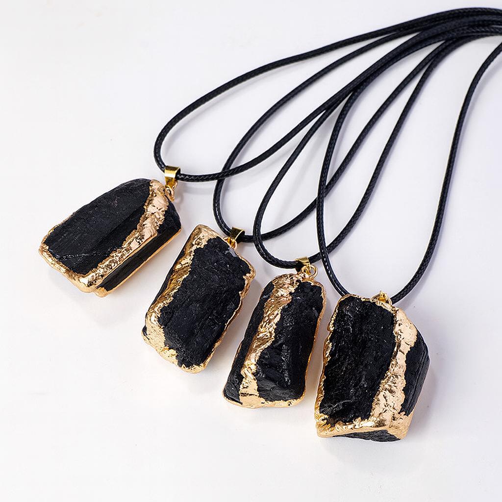 Black Tourmaline Protection Pendant – Raw Energy Crystal Necklace for Grounding & Shielding