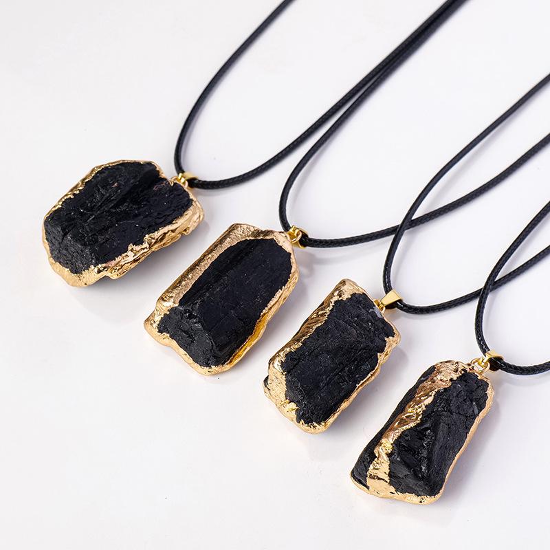Black Tourmaline Protection Pendant – Raw Energy Crystal Necklace for Grounding & Shielding